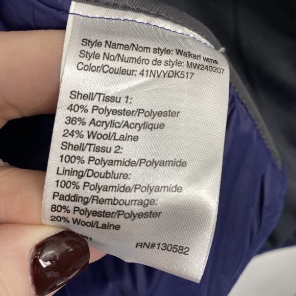 McKinley Womens Wool Puffer Jacket size Small Blue Hooded Full Zip - Picture 8 of 13